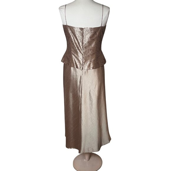 Cachet Womens 12 Jacket Dress Champagne Satin Embroidered Evening Mother Formal - Picture 14 of 16